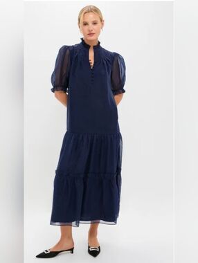 Pomander PlaceNavy Chiffon Selena Maxi Dress New Large